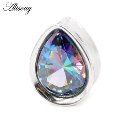 Alisouy 1vnt 8-25mm nerūdijančio plieno cirkonio vandens lašas ausų tuneliai kištukai plėstuvai neštuvai matuokliai auskarai auskarai kūno papuošalai
