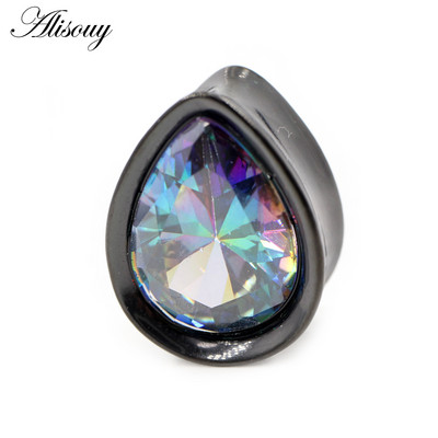 Alisouy 1vnt 8-25mm nerūdijančio plieno cirkonio vandens lašas ausų tuneliai kištukai plėstuvai neštuvai matuokliai auskarai auskarai kūno papuošalai
