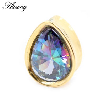 Alisouy 1vnt 8-25mm nerūdijančio plieno cirkonio vandens lašas ausų tuneliai kištukai plėstuvai neštuvai matuokliai auskarai auskarai kūno papuošalai