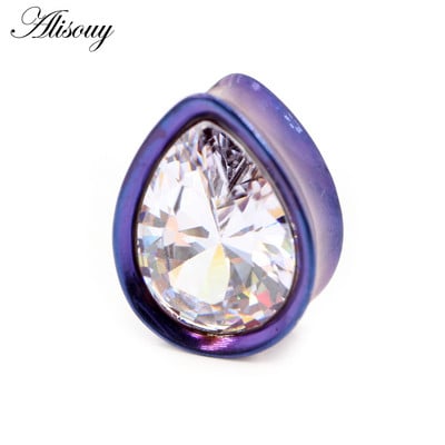 Alisouy 1vnt 8-25mm nerūdijančio plieno cirkonio vandens lašas ausų tuneliai kištukai plėstuvai neštuvai matuokliai auskarai auskarai kūno papuošalai