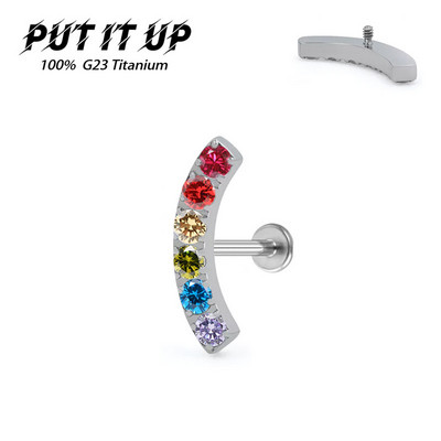 Ti-6AL4V-ELiastm F136 beültetési fokozatú spirális piercing 16G Labret fülpiercing szín 5A CZ Tragus porc piercing ékszer