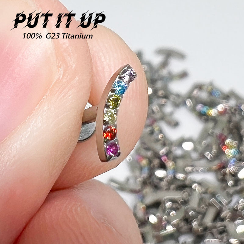 Ti-6AL4V-ELiastm F136 beültetési fokozatú spirális piercing 16G Labret fülpiercing szín 5A CZ Tragus porc piercing ékszer