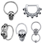 ZS 16G Piercing la septul craniului schelet punk inel pentru nas din oțel inoxidabil craniu piercing pe corp bijuterii cercel cerc Helix nas Click