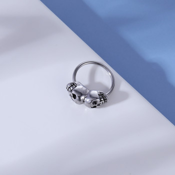ZS 16G Skull Pregrada Piercing Skeleton Punk Nose Ring Неръждаема стомана Skull Body Piercing Jewelry Hoop Helix Nose Click