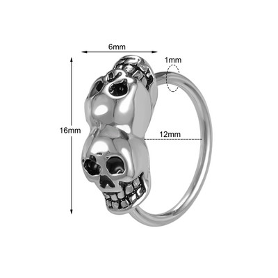 ZS 16G Piercing la septul craniului schelet punk inel pentru nas din oțel inoxidabil craniu piercing pe corp bijuterii cercel cerc Helix nas Click