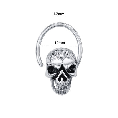 ZS 16G Piercing la septul craniului schelet punk inel pentru nas din oțel inoxidabil craniu piercing pe corp bijuterii cercel cerc Helix nas Click