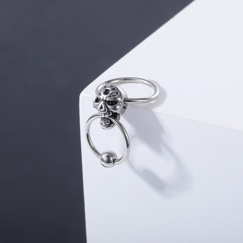 ZS 16G Piercing la septul craniului schelet punk inel pentru nas din oțel inoxidabil craniu piercing pe corp bijuterii cercel cerc Helix nas Click