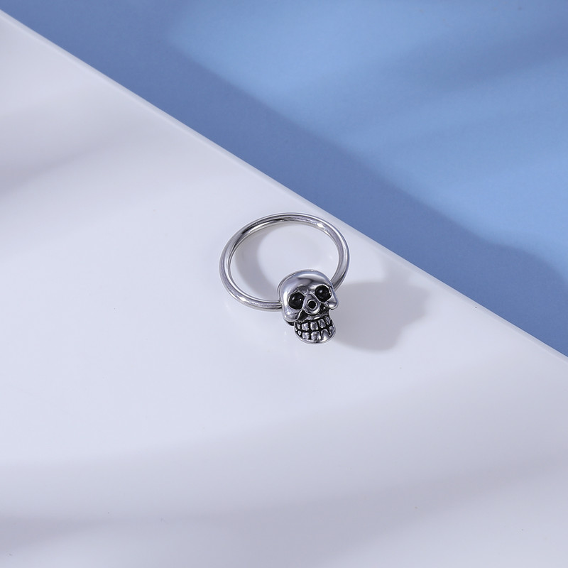 ZS 16G Piercing la septul craniului schelet punk inel pentru nas din oțel inoxidabil craniu piercing pe corp bijuterii cercel cerc Helix nas Click