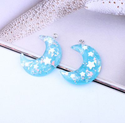 5db Full Resin Moon Star Fülbevaló Gyanta Charms Medálok Nyaklánchoz Ékszer Findings Koreai kulcstartó lógó fülbevaló barkács készítés
