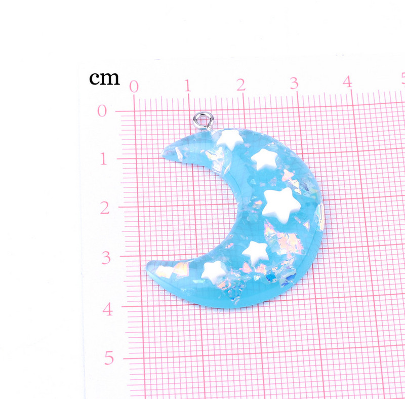 5db Full Resin Moon Star Fülbevaló Gyanta Charms Medálok Nyaklánchoz Ékszer Findings Koreai kulcstartó lógó fülbevaló barkács készítés