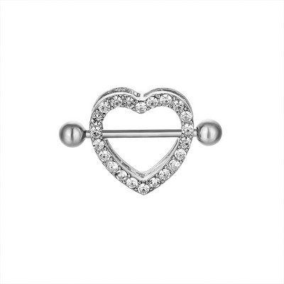 1 db Love Heart mellbimbó piercing kristály rozsdamentes acél szexi mellbimbó gyűrű körmök súlyzó test piercing ékszerek mellkas dekoráció buli