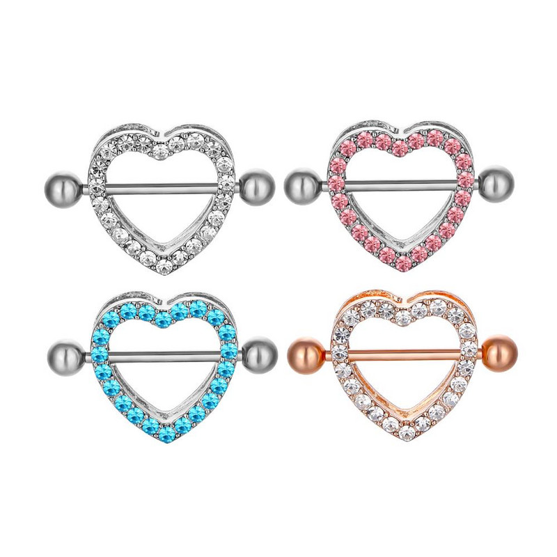 1 db Love Heart mellbimbó piercing kristály rozsdamentes acél szexi mellbimbó gyűrű körmök súlyzó test piercing ékszerek mellkas dekoráció buli