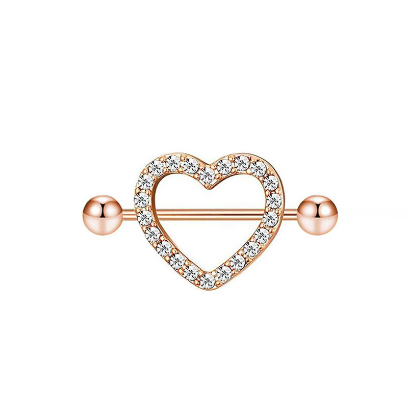 1 db Love Heart mellbimbó piercing kristály rozsdamentes acél szexi mellbimbó gyűrű körmök súlyzó test piercing ékszerek mellkas dekoráció buli