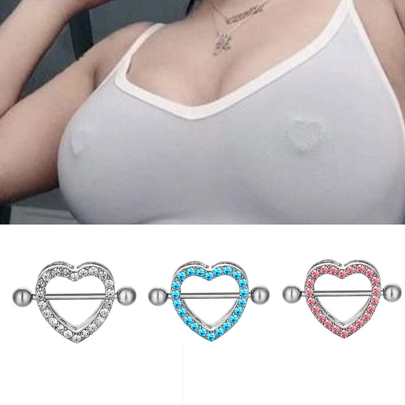 1 db Love Heart mellbimbó piercing kristály rozsdamentes acél szexi mellbimbó gyűrű körmök súlyzó test piercing ékszerek mellkas dekoráció buli