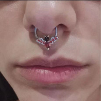 JHJT 16G Пиърсинг на носа на прилеп Преграда на носа Пръстен Хирургическа неръждаема стомана CZ Шарнирни сегменти Щракване Nariz Ноздра Бижута за жени