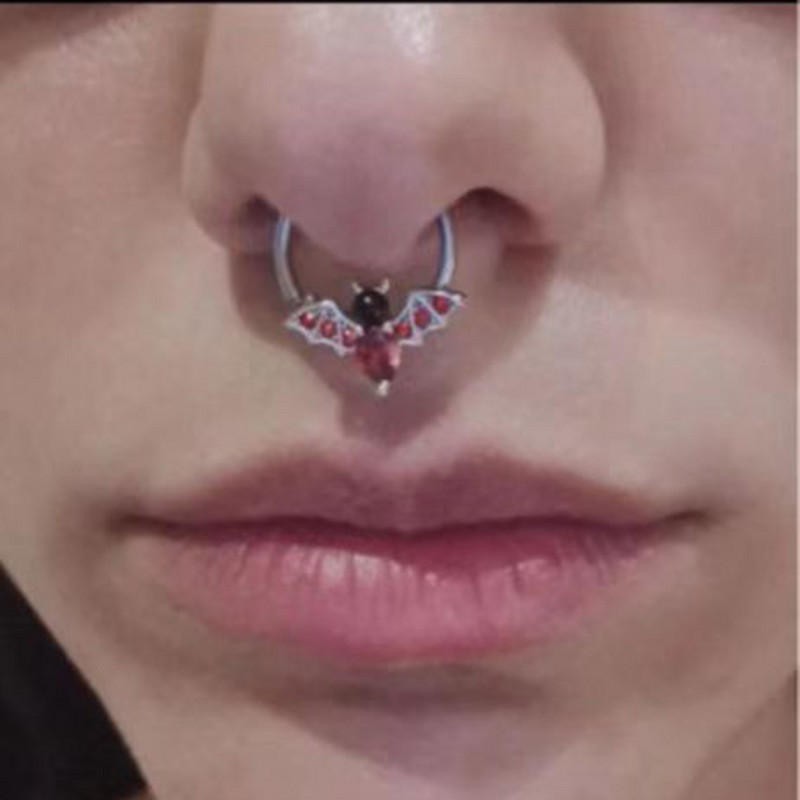 JHJT 16G liliac piercing nas septum inel chirurgical din oțel inoxidabil CZ segment cu balamale Clicker Nariz nariz bijuterii pentru femei