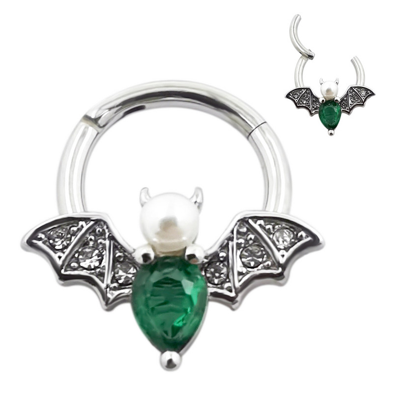 JHJT 16G liliac piercing nas septum inel chirurgical din oțel inoxidabil CZ segment cu balamale Clicker Nariz nariz bijuterii pentru femei