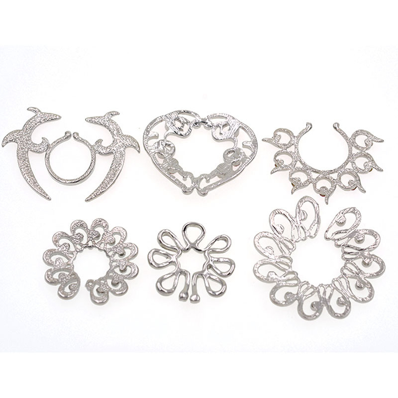 1 pāris regulējama izmēra viltus pīrsings, seksīgs nerūsējošā tērauda krūšu gredzens, krūšu vairogs, pīrsings, rotaslietas. Seksīgas ķermeņa rotaslietas sievietēm