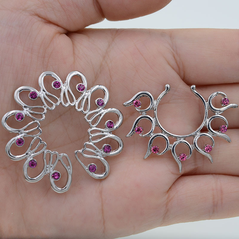 1 pāris regulējama izmēra viltus pīrsings, seksīgs nerūsējošā tērauda krūšu gredzens, krūšu vairogs, pīrsings, rotaslietas. Seksīgas ķermeņa rotaslietas sievietēm