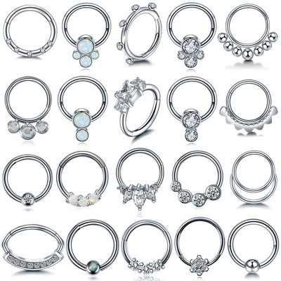 1PC Oțel Opal Nas Septum Cerc Cristal Ureche Helix Clicker Piercing Ureche Cartilaj Tragus Conch Daith Rook Piercing Nariz Bijuterii