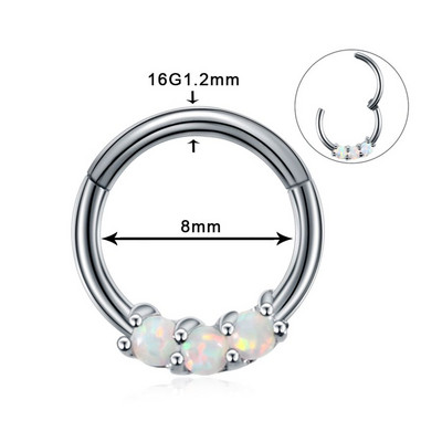 1PC Oțel Opal Nas Septum Cerc Cristal Ureche Helix Clicker Piercing Ureche Cartilaj Tragus Conch Daith Rook Piercing Nariz Bijuterii