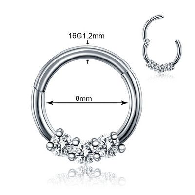 1PC Oțel Opal Nas Septum Cerc Cristal Ureche Helix Clicker Piercing Ureche Cartilaj Tragus Conch Daith Rook Piercing Nariz Bijuterii