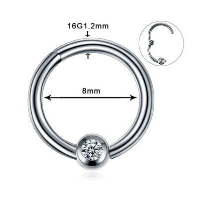 1PC Oțel Opal Nas Septum Cerc Cristal Ureche Helix Clicker Piercing Ureche Cartilaj Tragus Conch Daith Rook Piercing Nariz Bijuterii