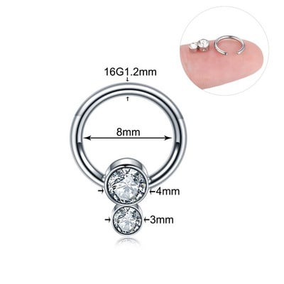 1PC Oțel Opal Nas Septum Cerc Cristal Ureche Helix Clicker Piercing Ureche Cartilaj Tragus Conch Daith Rook Piercing Nariz Bijuterii