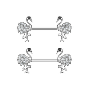 2 τμχ Titanium Animal Piercings Nipple Piercings Barbell Fashion Flower Heart Dangled Shield Bar για γυναίκες Κορίτσια τρυπήματα θηλής