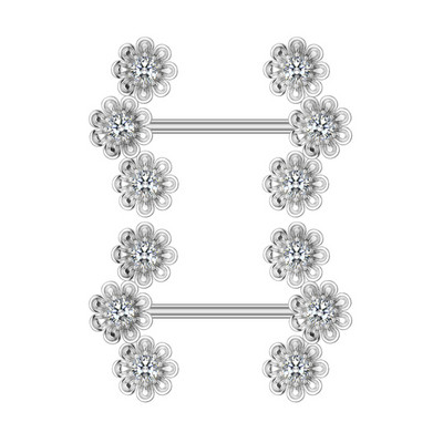 2 buc. Piercing pentru mamelon din serie de animale din titan, cu bară, cu bară de scut cu inimă de flori de modă, pentru femei, fete, piercing pentru mamelon