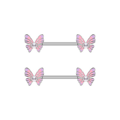 2 buc. Piercing pentru mamelon din serie de animale din titan, cu bară, cu bară de scut cu inimă de flori de modă, pentru femei, fete, piercing pentru mamelon