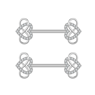 2 buc. Piercing pentru mamelon din serie de animale din titan, cu bară, cu bară de scut cu inimă de flori de modă, pentru femei, fete, piercing pentru mamelon