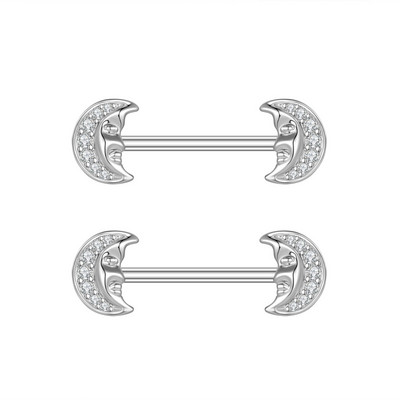 2 buc. Piercing pentru mamelon din serie de animale din titan, cu bară, cu bară de scut cu inimă de flori de modă, pentru femei, fete, piercing pentru mamelon