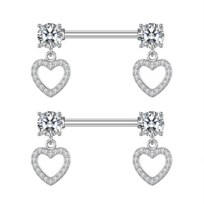 2 buc. Piercing pentru mamelon din serie de animale din titan, cu bară, cu bară de scut cu inimă de flori de modă, pentru femei, fete, piercing pentru mamelon