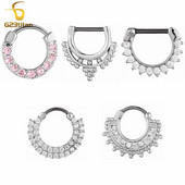 Cercei cu zirconiu pentru nas Septum Clickers Cercei Daith Piercing din titan Bijuterii pentru corp 16G Inele pentru cartilajul urechii Helix Lobe