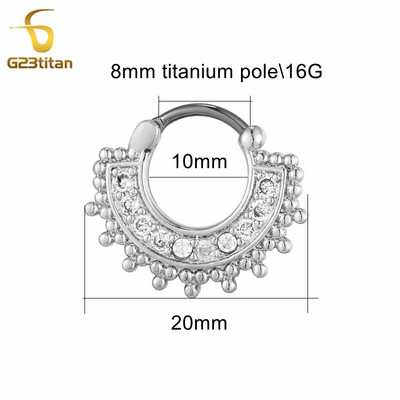 Cercei cu zirconiu pentru nas Septum Clickers Cercei Daith Piercing din titan Bijuterii pentru corp 16G Inele pentru cartilajul urechii Helix Lobe