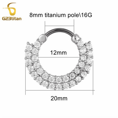 Cercei cu zirconiu pentru nas Septum Clickers Cercei Daith Piercing din titan Bijuterii pentru corp 16G Inele pentru cartilajul urechii Helix Lobe