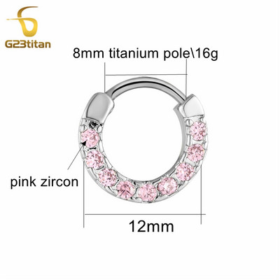 Cercei cu zirconiu pentru nas Septum Clickers Cercei Daith Piercing din titan Bijuterii pentru corp 16G Inele pentru cartilajul urechii Helix Lobe