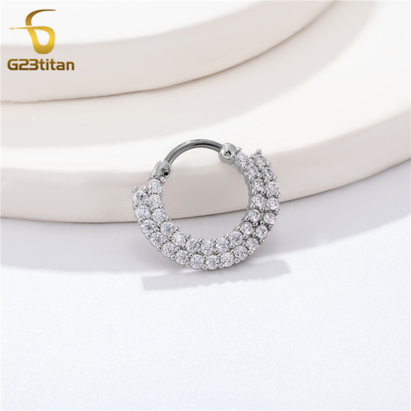 Cercei cu zirconiu pentru nas Septum Clickers Cercei Daith Piercing din titan Bijuterii pentru corp 16G Inele pentru cartilajul urechii Helix Lobe