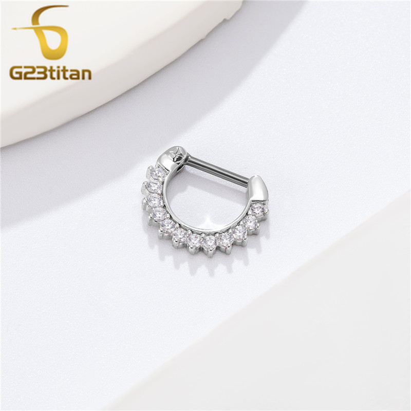 Cercei cu zirconiu pentru nas Septum Clickers Cercei Daith Piercing din titan Bijuterii pentru corp 16G Inele pentru cartilajul urechii Helix Lobe