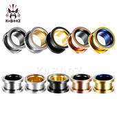 KUBOOZ Fashion Smiple din oțel inoxidabil, dublă culoare, dopuri pentru urechi, expansoare, bijuterii pentru corp, calibre pentru cercei, targhe