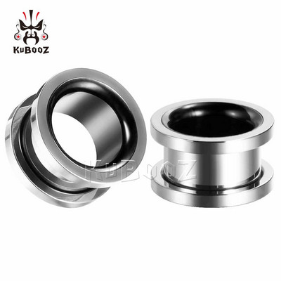 KUBOOZ Fashion Smiple din oțel inoxidabil, dublă culoare, dopuri pentru urechi, expansoare, bijuterii pentru corp, calibre pentru cercei, targhe