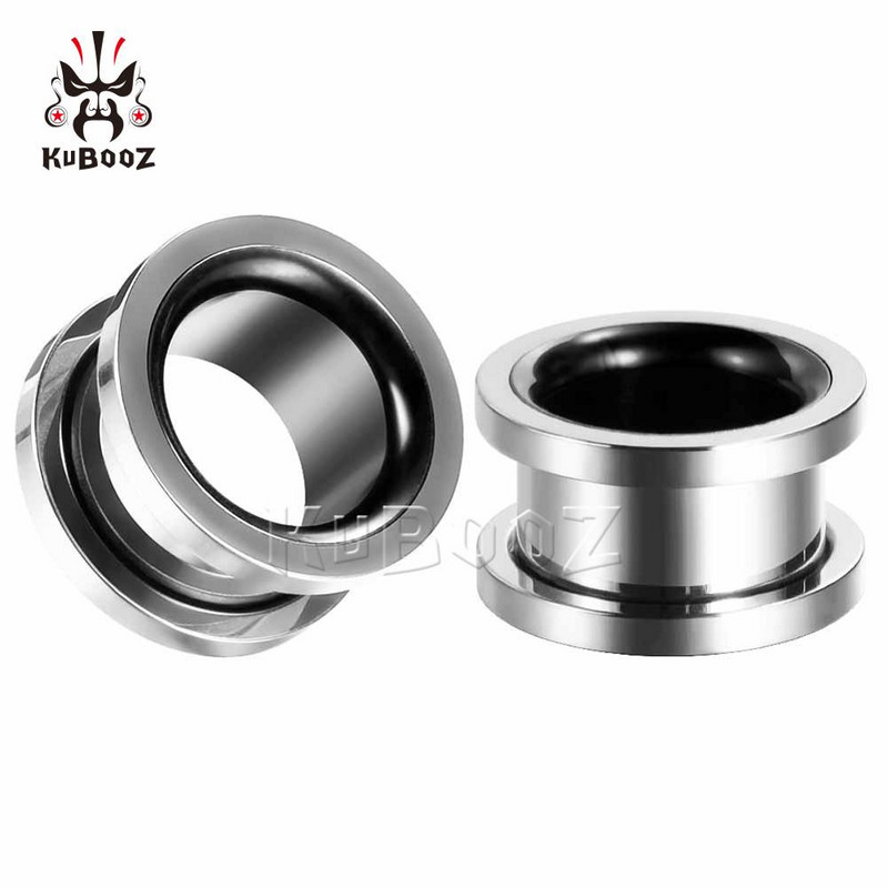 KUBOOZ Fashion Smiple din oțel inoxidabil, dublă culoare, dopuri pentru urechi, expansoare, bijuterii pentru corp, calibre pentru cercei, targhe