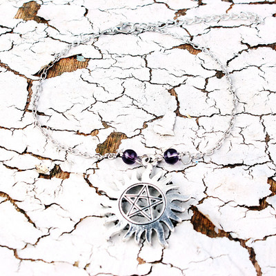 Gotičke vintage narukvice za žene Pentagram Ljubičasti kristal Čarobni lančići za stopala Dodaci u srebrnoj boji Nakit Narukvica na nozi