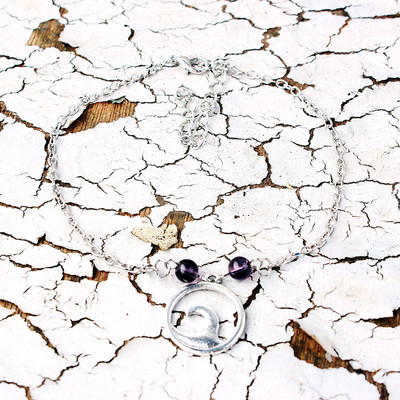 Gotičke vintage narukvice za žene Pentagram Ljubičasti kristal Čarobni lančići za stopala Dodaci u srebrnoj boji Nakit Narukvica na nozi