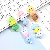 Se amestecă 10 bucăți/pachet drăguț cu mai multe straturi pisică urs popsicle rășină farmece desene animate iepure câine broască pandantiv mic pentru cercei bijuterii face