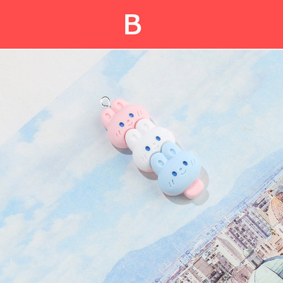 Se amestecă 10 bucăți/pachet drăguț cu mai multe straturi pisică urs popsicle rășină farmece desene animate iepure câine broască pandantiv mic pentru cercei bijuterii face