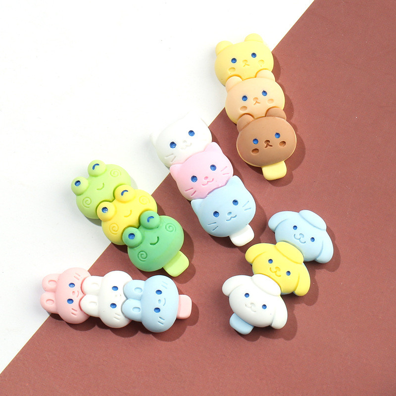 Se amestecă 10 bucăți/pachet drăguț cu mai multe straturi pisică urs popsicle rășină farmece desene animate iepure câine broască pandantiv mic pentru cercei bijuterii face