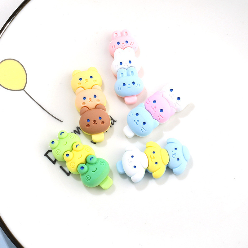 Se amestecă 10 bucăți/pachet drăguț cu mai multe straturi pisică urs popsicle rășină farmece desene animate iepure câine broască pandantiv mic pentru cercei bijuterii face