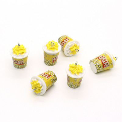6db Szimulációs 3D Popcorn Élelmiszer Kulcstartó Bűbáj DIY Kawaii Medálok Fülbevalóhoz Telefon Kulcstartó Nyaklánc Kiegészítő Ékszer Gyártmány